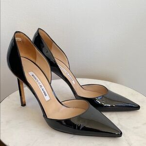 MANOLO BLAHNIK D’ORSAY BLACK PUMPS 37.5